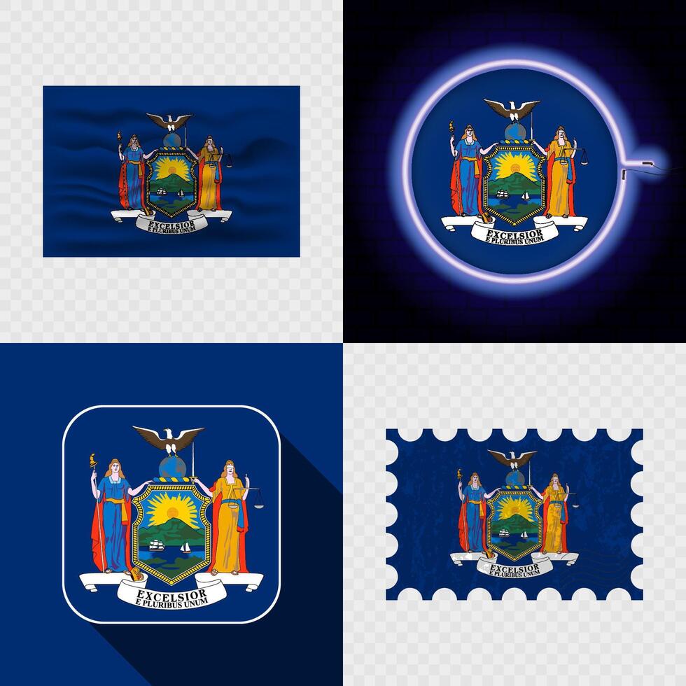 Creative the New York Flag Icon Set Collection. vector