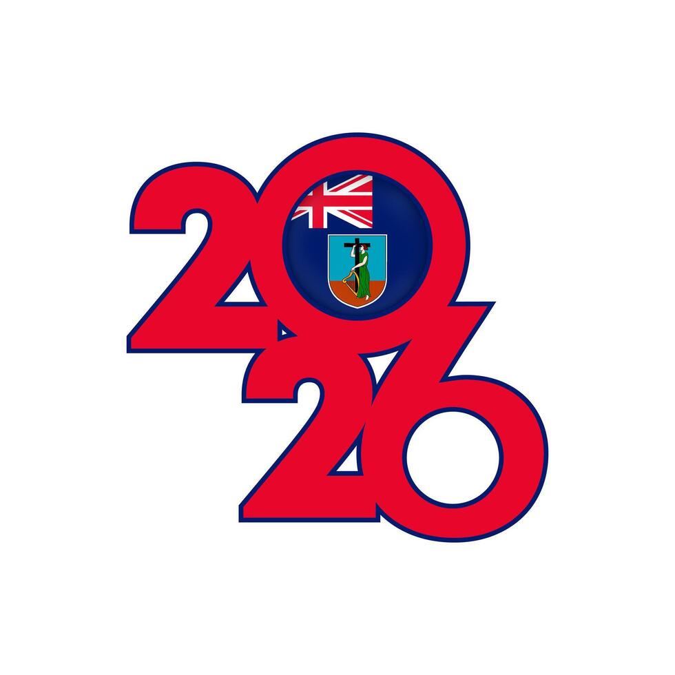 2026 banner with Montserrat flag inside. vector