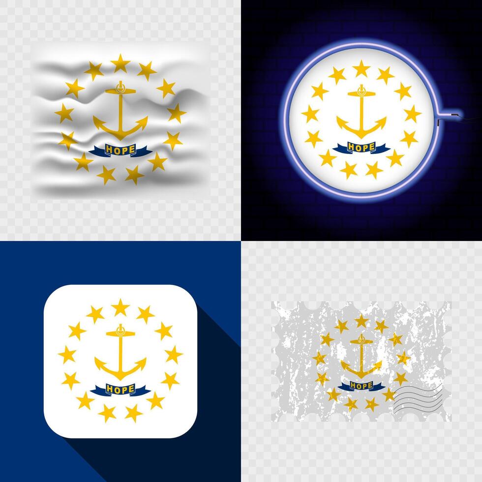 Creative the Rhode Island Flag Icon Set Collection. vector