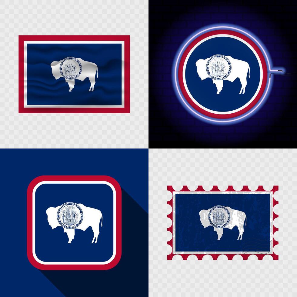 Creative the Wyoming Flag Icon Set Collection. vector