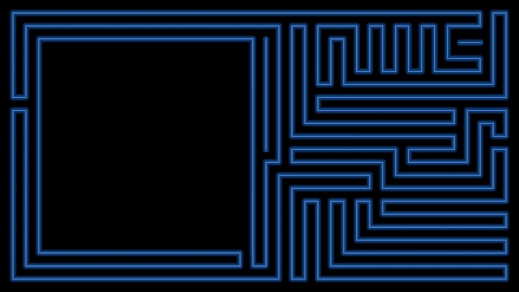 Blank square frame at left area with blue neon lighting lines pattern on black background. vector