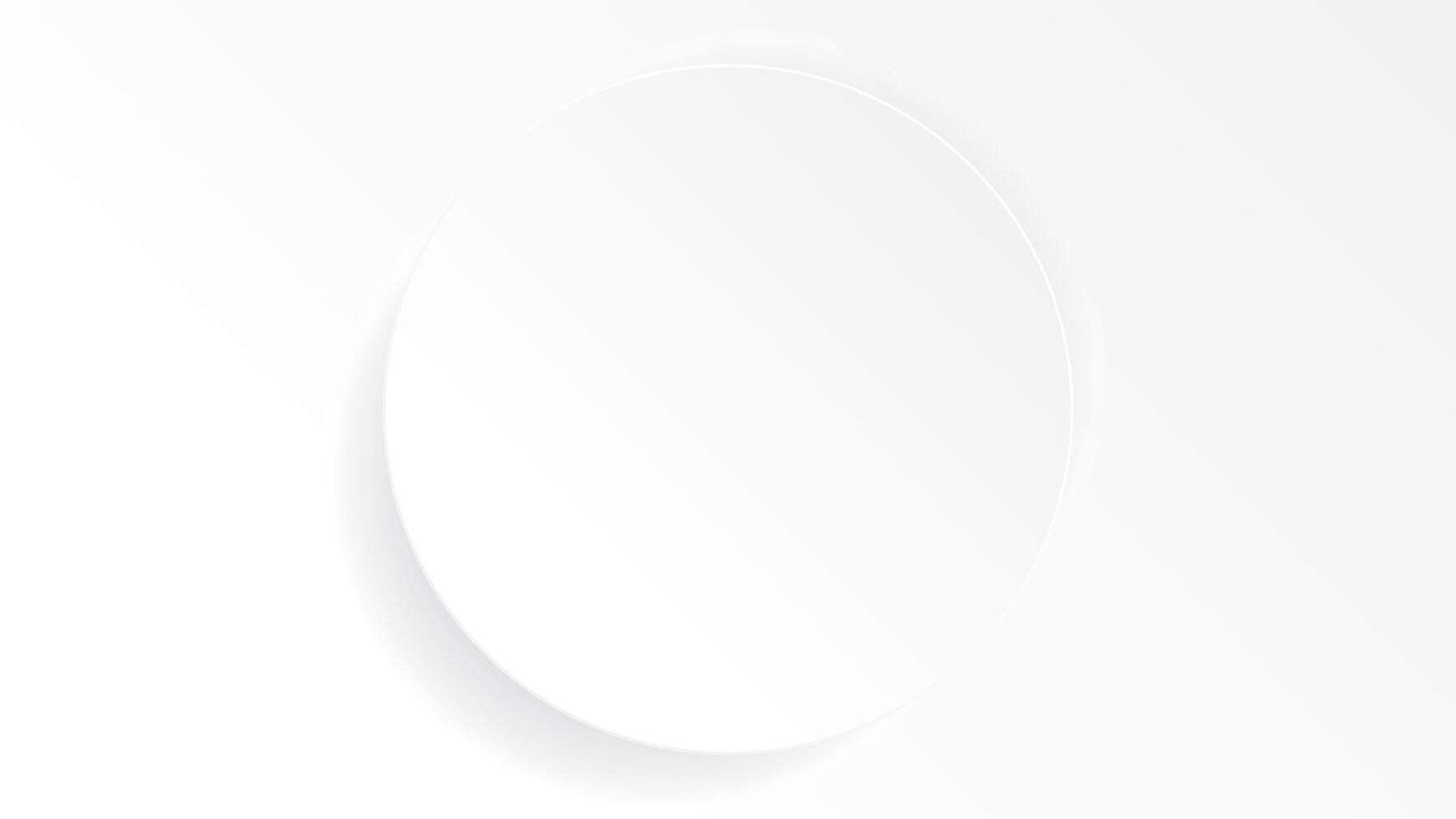 3D white circle plate paper cut style on the center of white background graphic illustration have blank space. vector