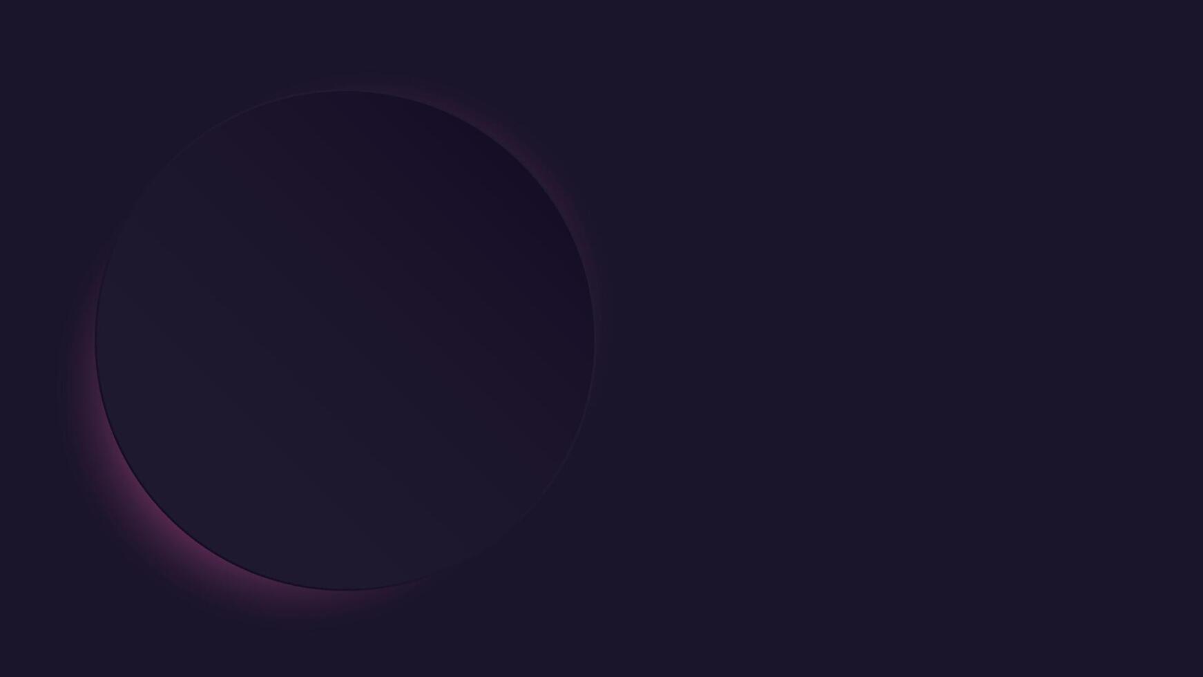 3D purple circle plate have a faint pink light glow underneath on the left of purple background graphic illustration. vector
