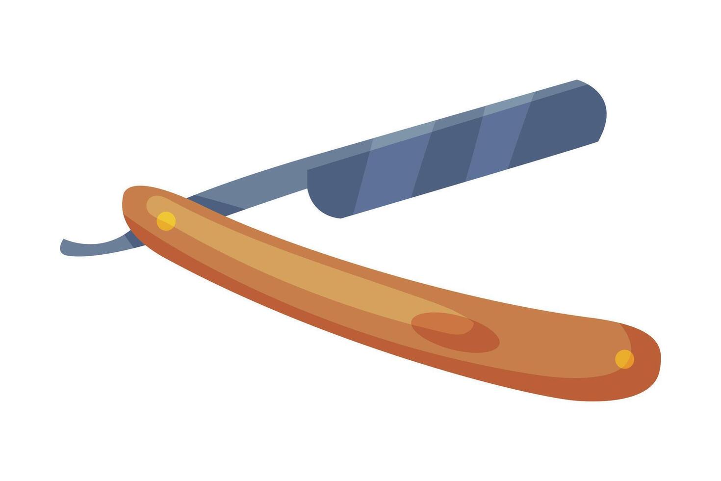 Retro Style Straight Razor, Barber Professional Tool Cartoon Style Illustration vector