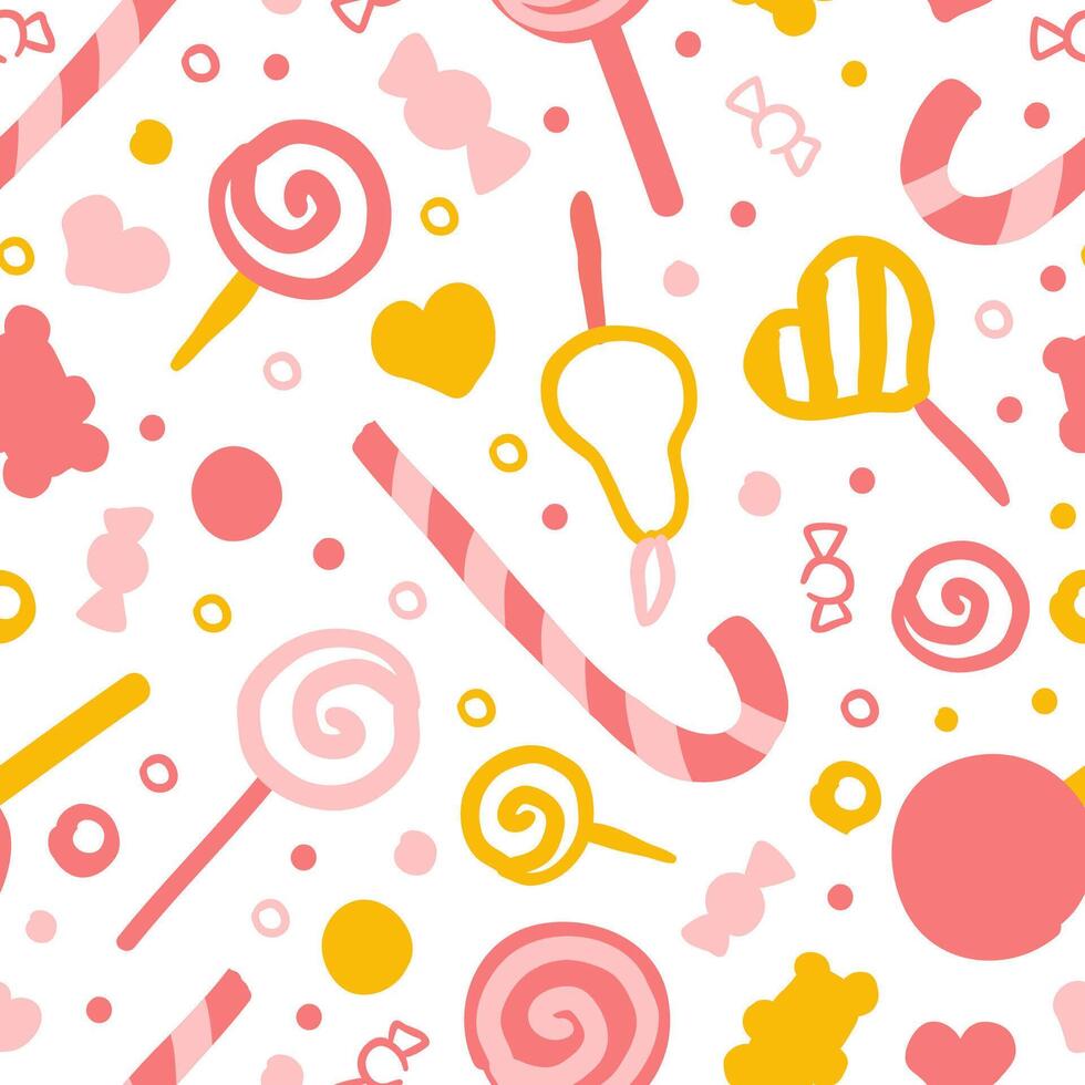 Tasty Sweets Seamless Pattern, Sweet Desserts Can be Used for Textile, Wallpaper, Wrapping Paper, Background Design Cartoon Illustration vector