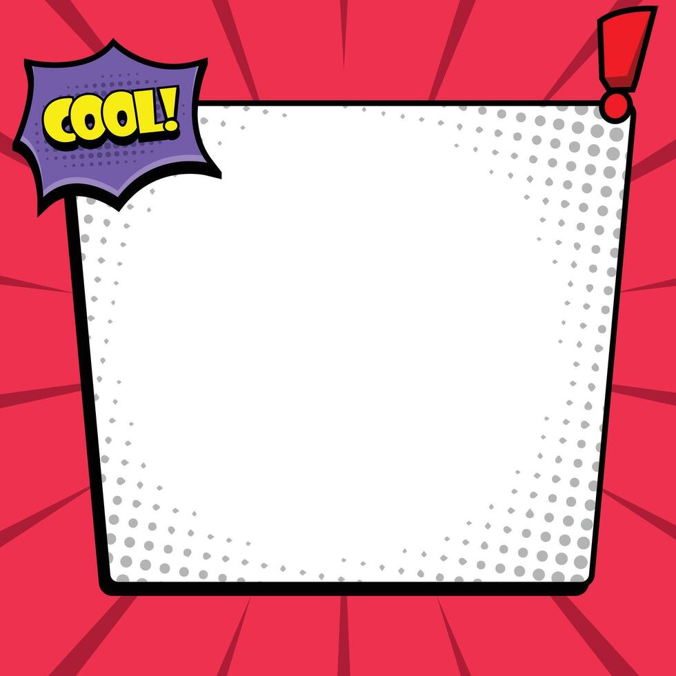Cool Pop Art Speech Bubble Frame with Exclamation and Halftone vector