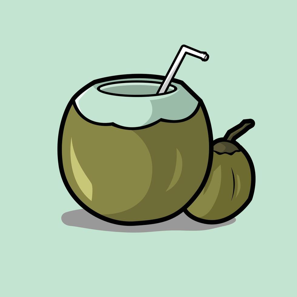coconut with straw vector