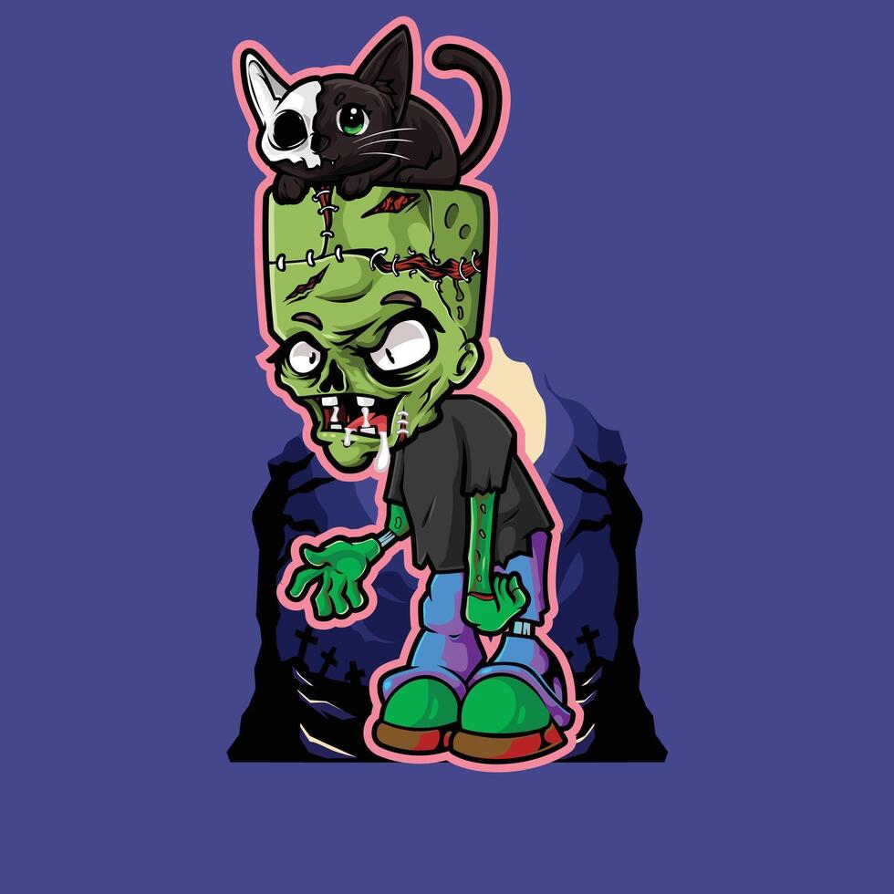 frank zombie character vector
