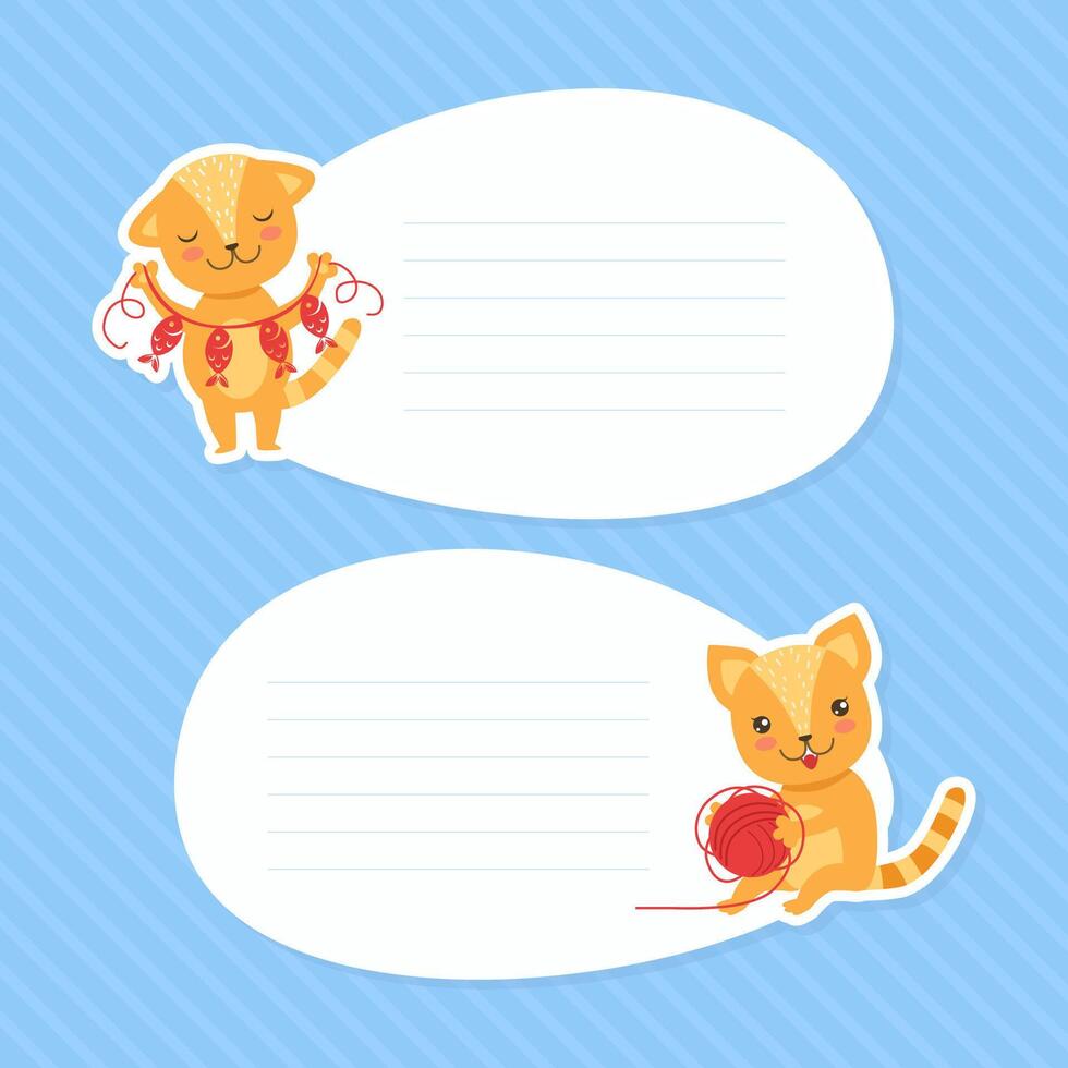 Cute Funny Cats with Blank Banners Set Cartoon Illustration vector