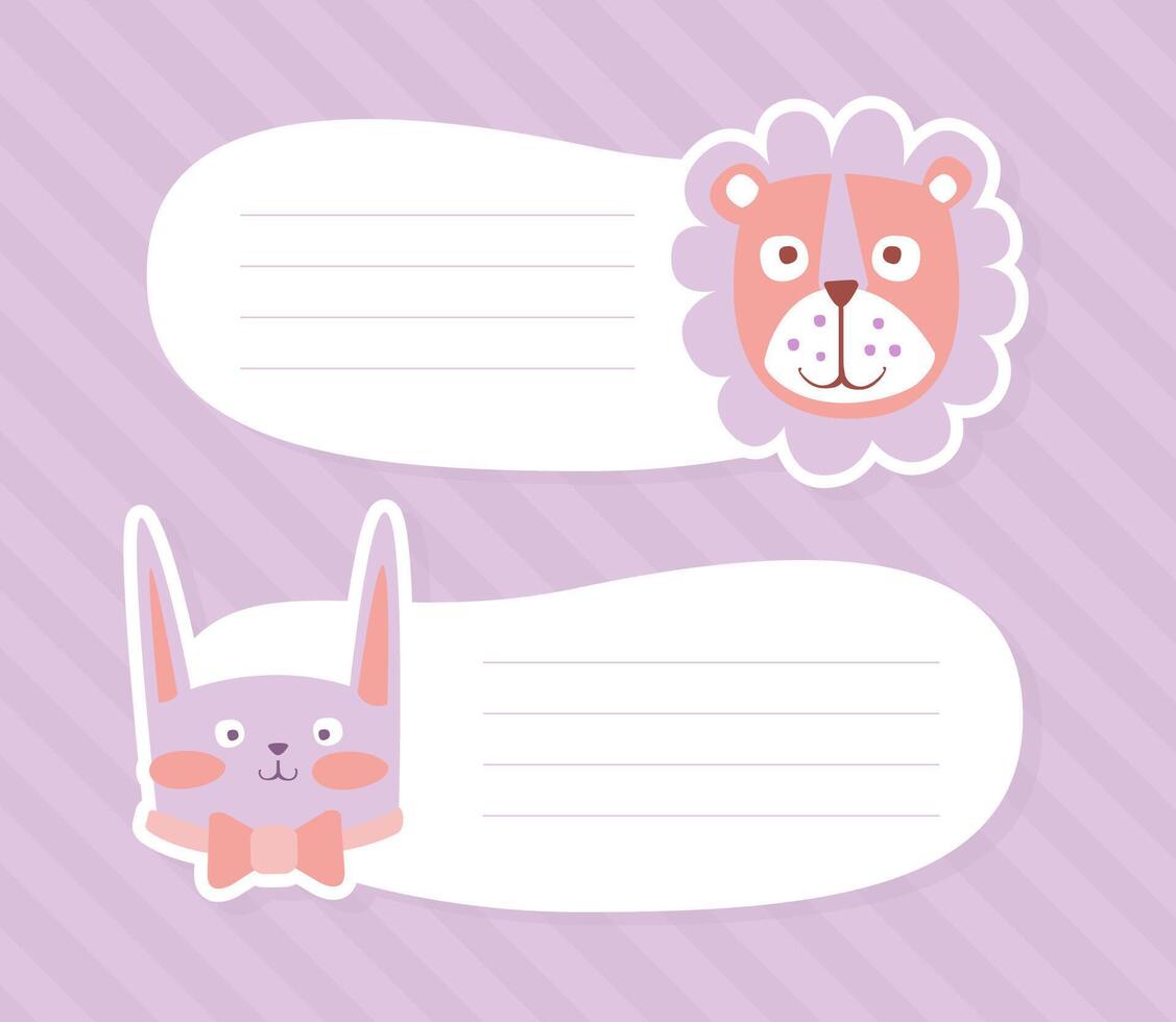 Cute Baby Animals with White Empty Signboards Set, Invitation Card, Advertising Banner, Flyer Design Cartoon Illustration vector