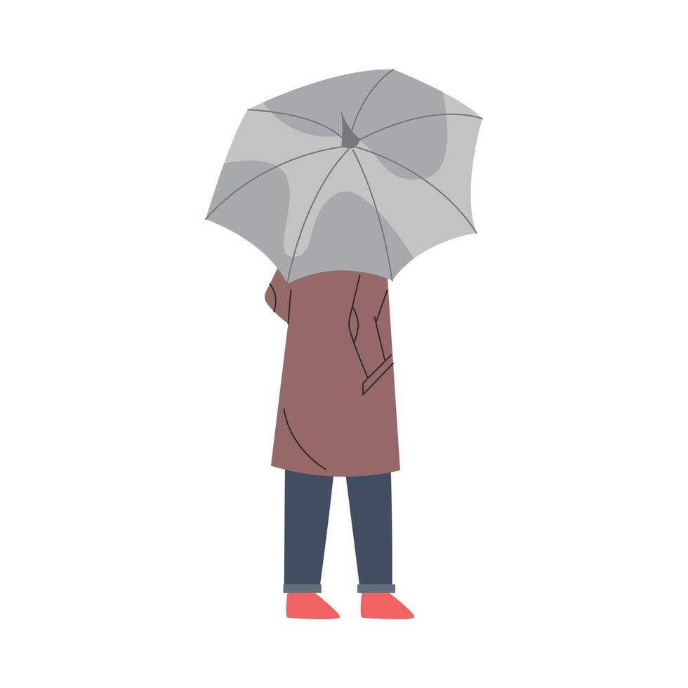 Man with Umbrella Walking Along the Street Illustration vector