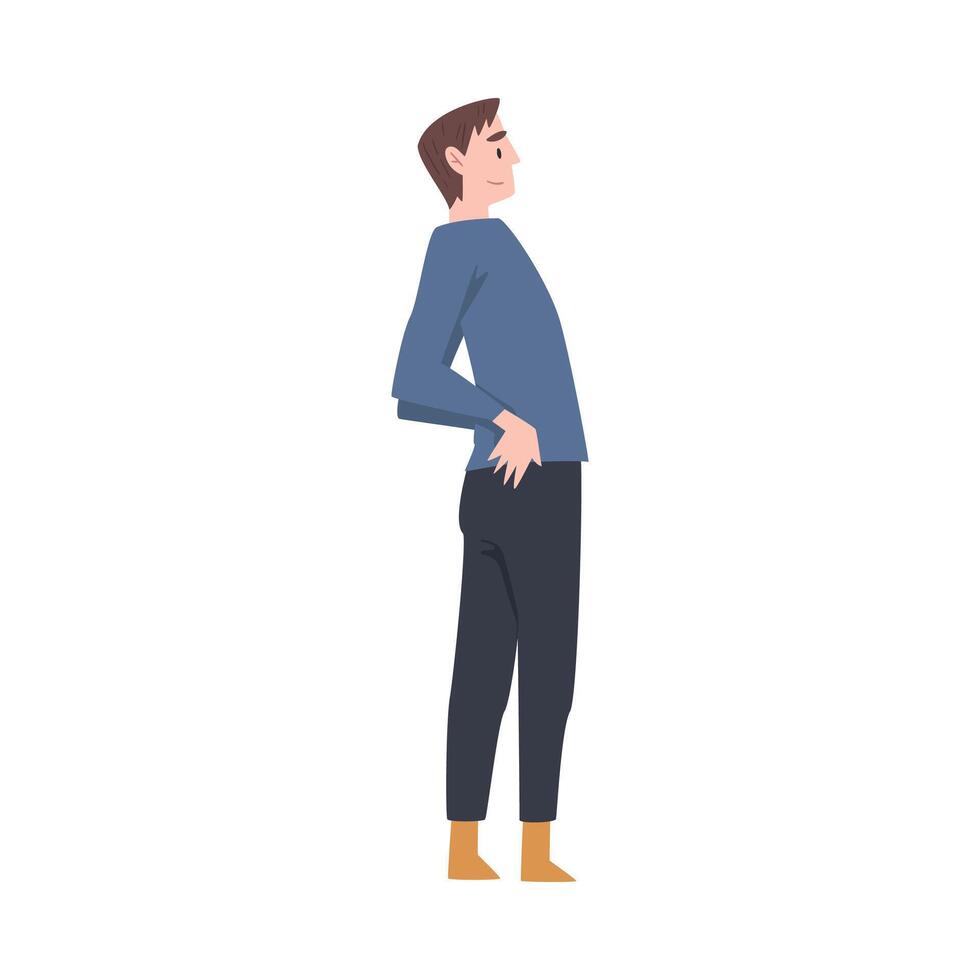 Satisfied Man Farmer in Yellow Rubber Boots in Standing Pose Illustration vector