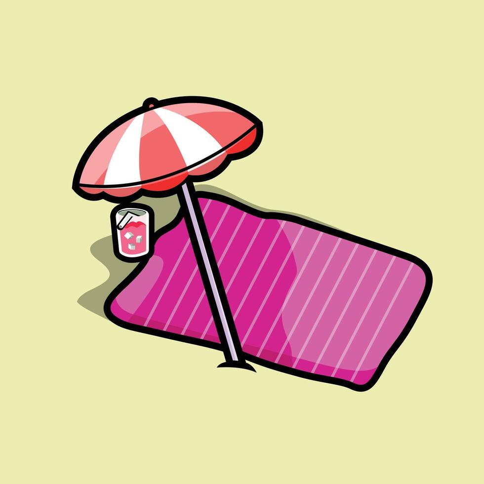 Mattress and umbrella vector