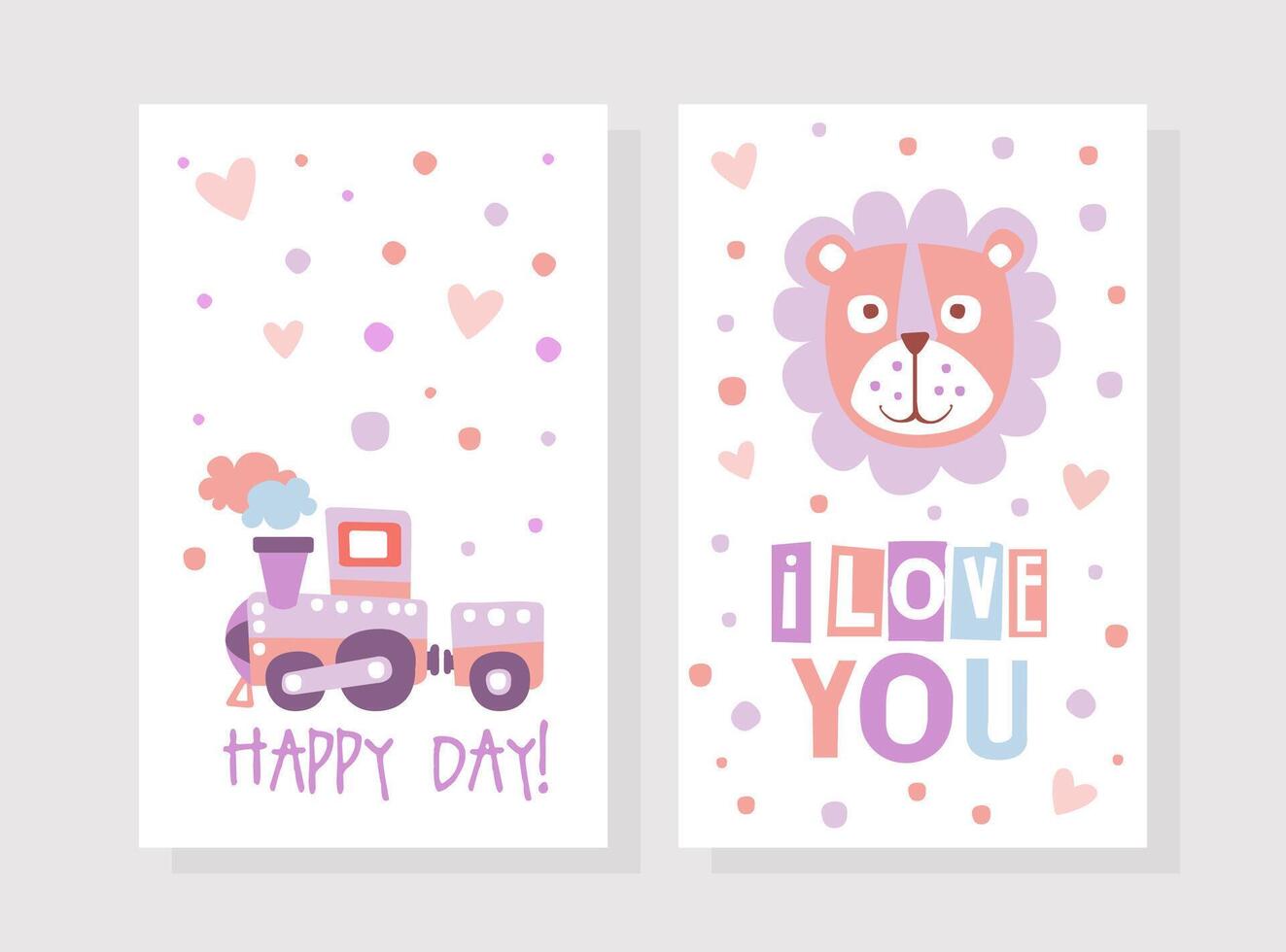 Happy day card with lion and train vector