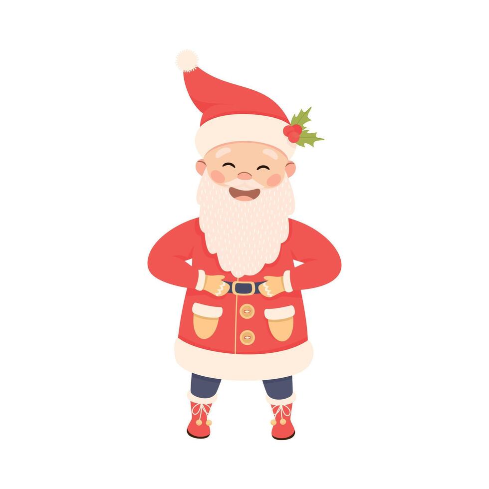 Standing Santa Claus with White Beard as New Year Character Illustration vector
