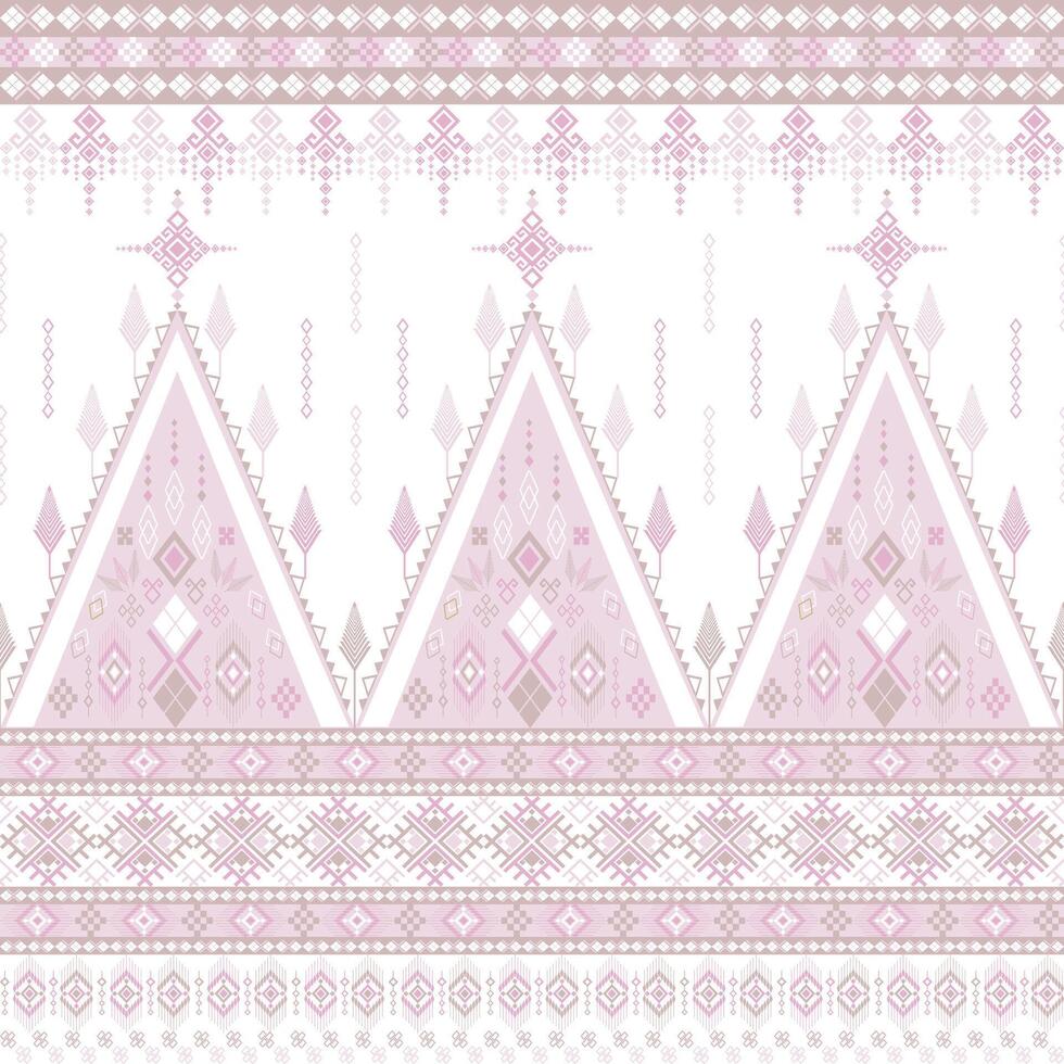 pink and white geometric border for textile vector