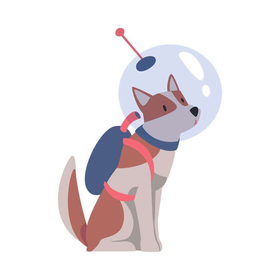 Cute Dog in Astronaut Costume, Funny Pet Animal Character Dressed in Costume for Masquerade, Carnival, Party, Holiday Celebration Cartoon Style Illustration vector