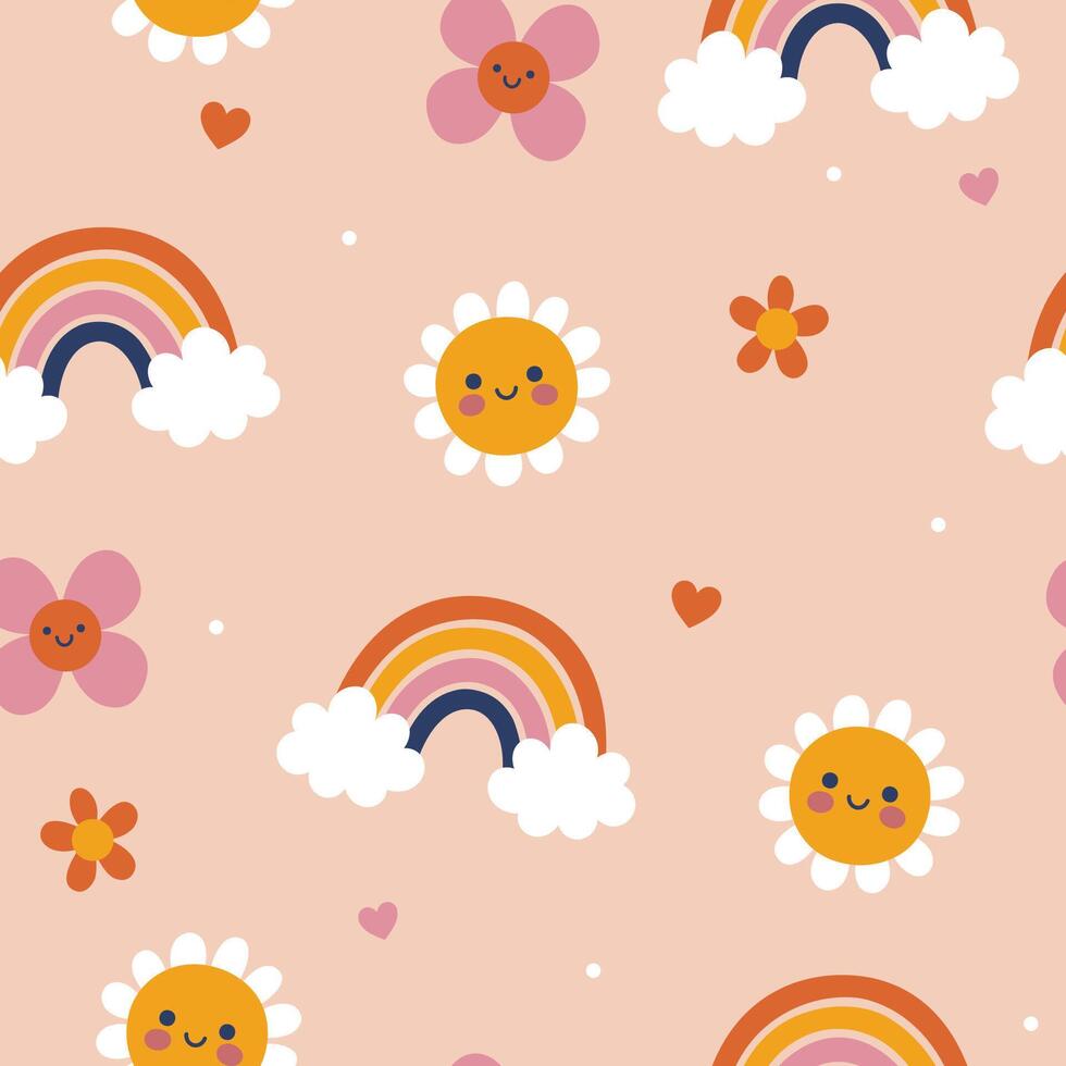Simple seamless pattern with cute flowers. graphics. vector