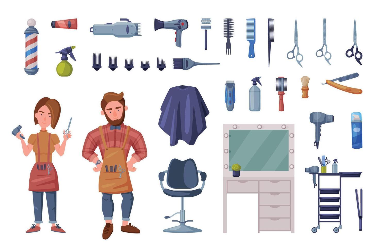 Barber tools and salon equipment illustration vector