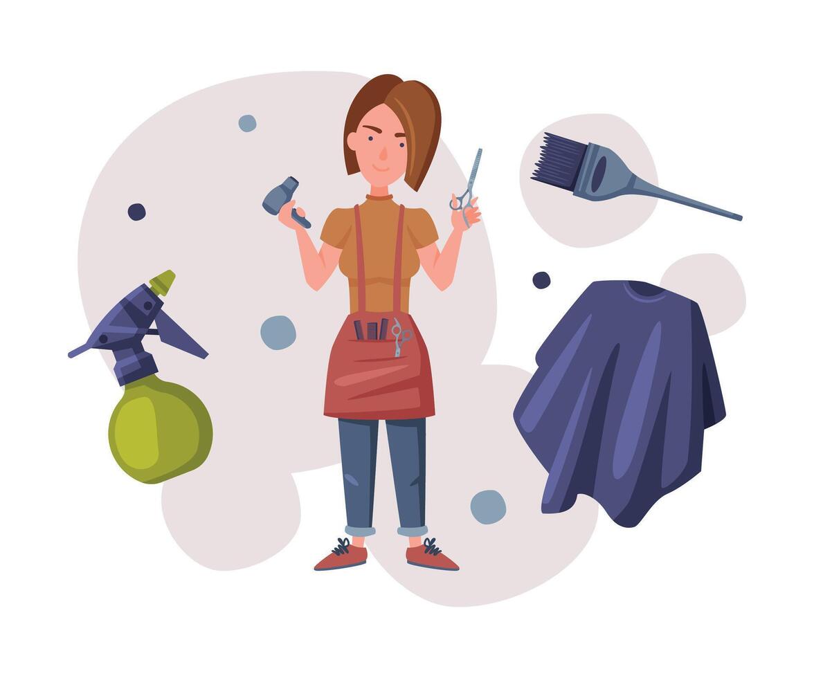 Hairdresser with salon tools illustration vector