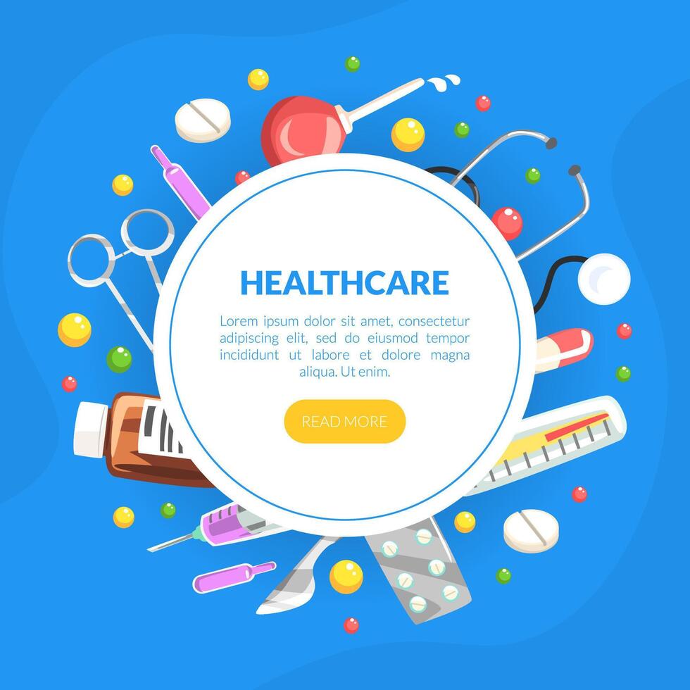 Healthcare Landing Page, Medical Care and Treatment Homepage, Mobile App Design Illustration vector