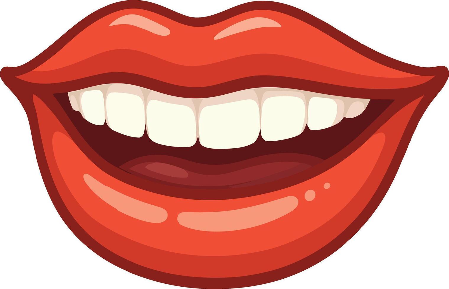 Smiling red lips with white teeth vector