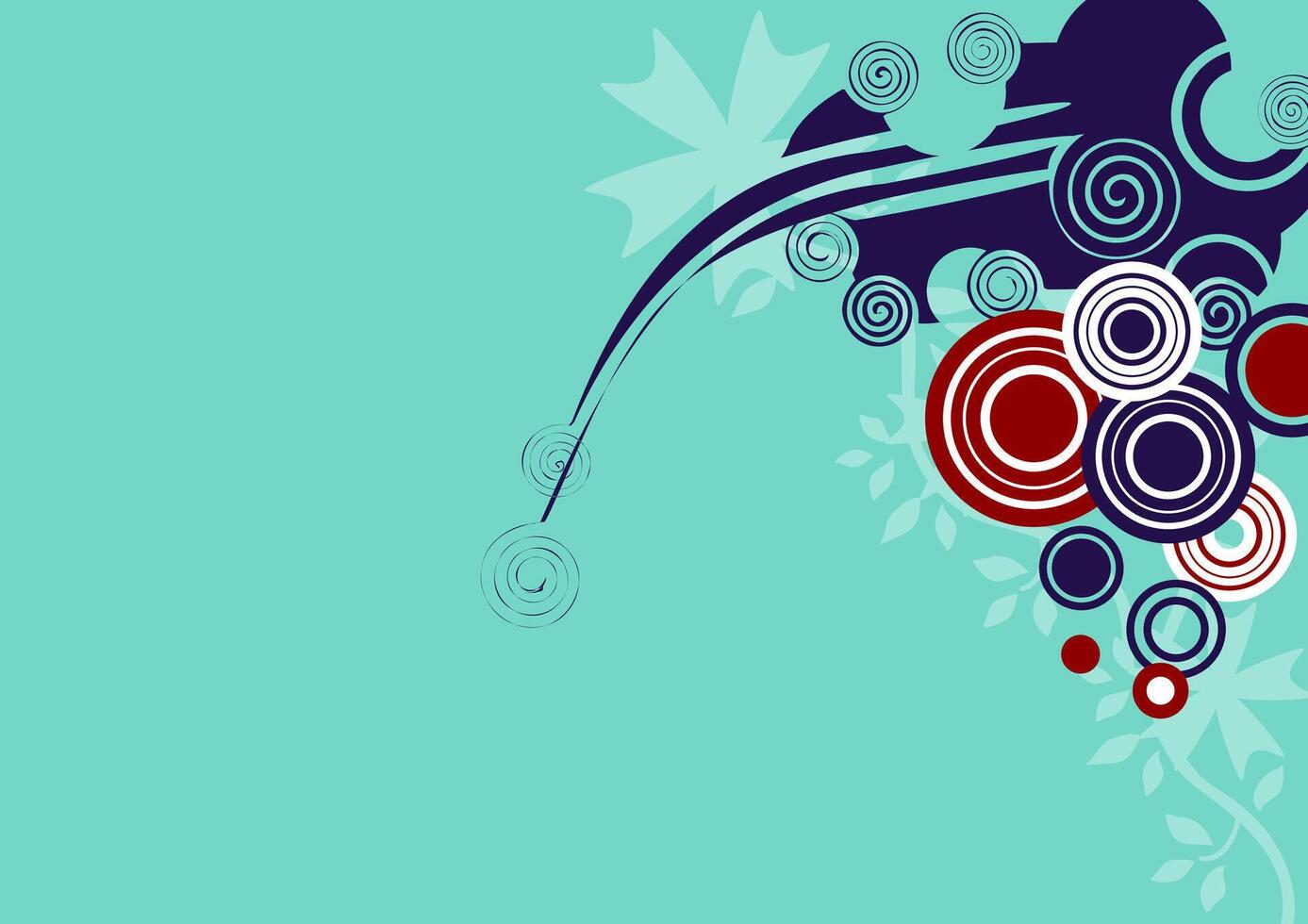 Elegant Abstract Floral Pattern in Turquoise -Modern Botanical Illustration vector