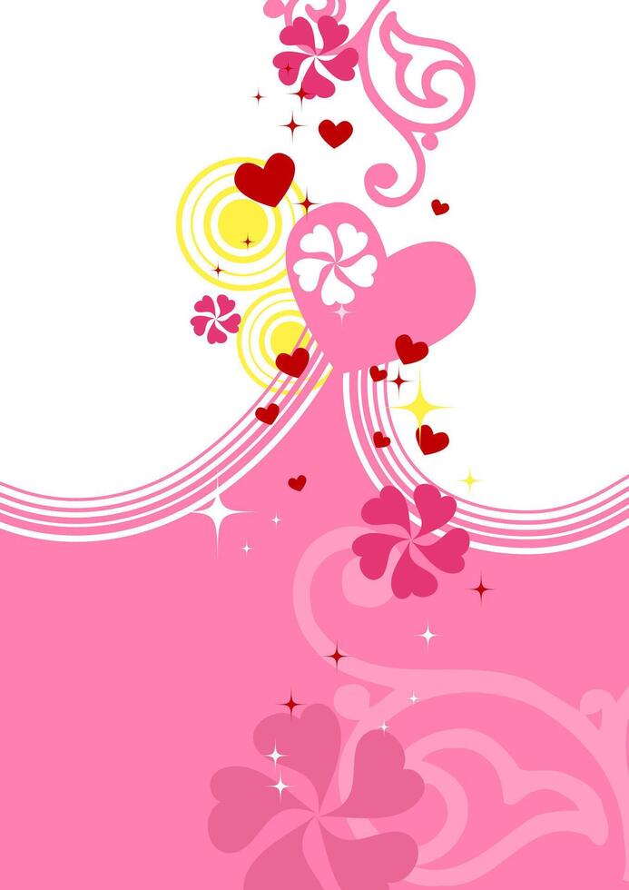 Elegant Pink Floral Heart Abstract Background Art for Romantic Designs vector