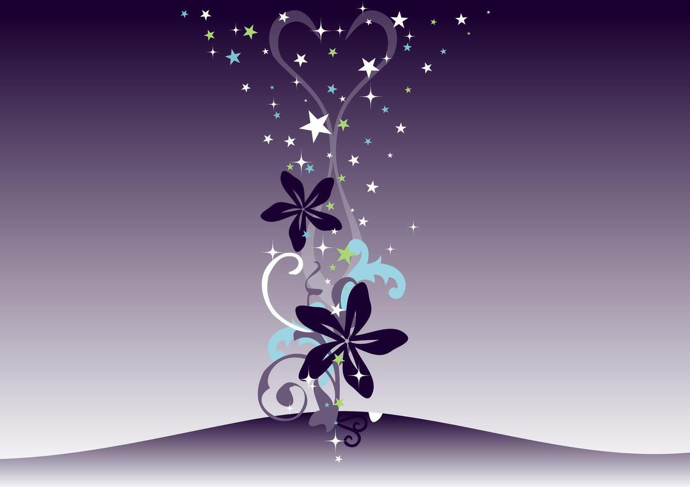 Elegant Abstract Floral Pattern in Deep Plum - Modern Botanical Illustration vector