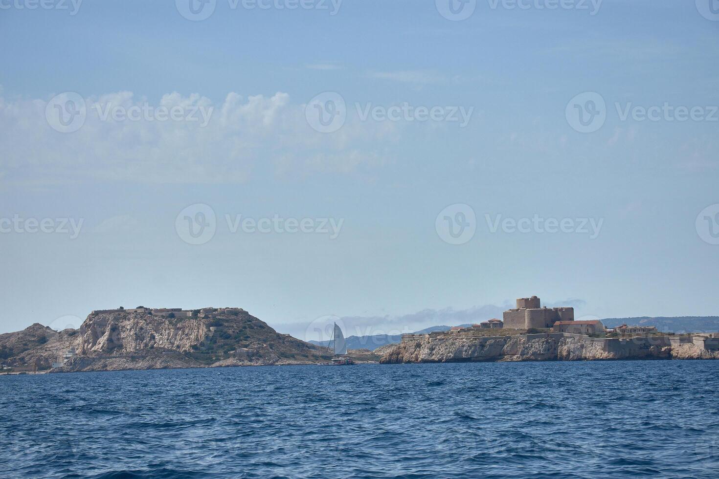 Fort d'If on the islet in the Mediterranean, 16th-century defensive architecture on the French coast of Marseille photo