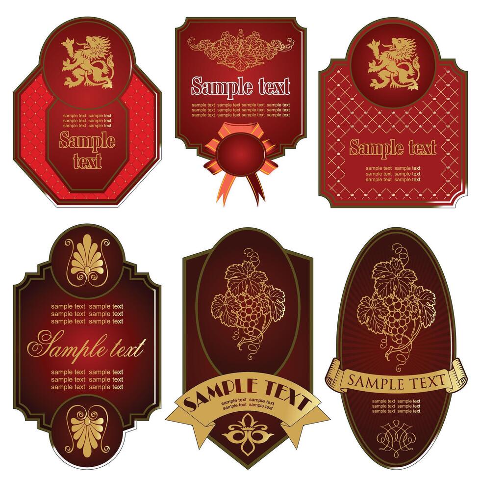 Modern Red Label Badges Template - Creative Tag, Sticker and Ribbon Design for Branding and Packaging vector
