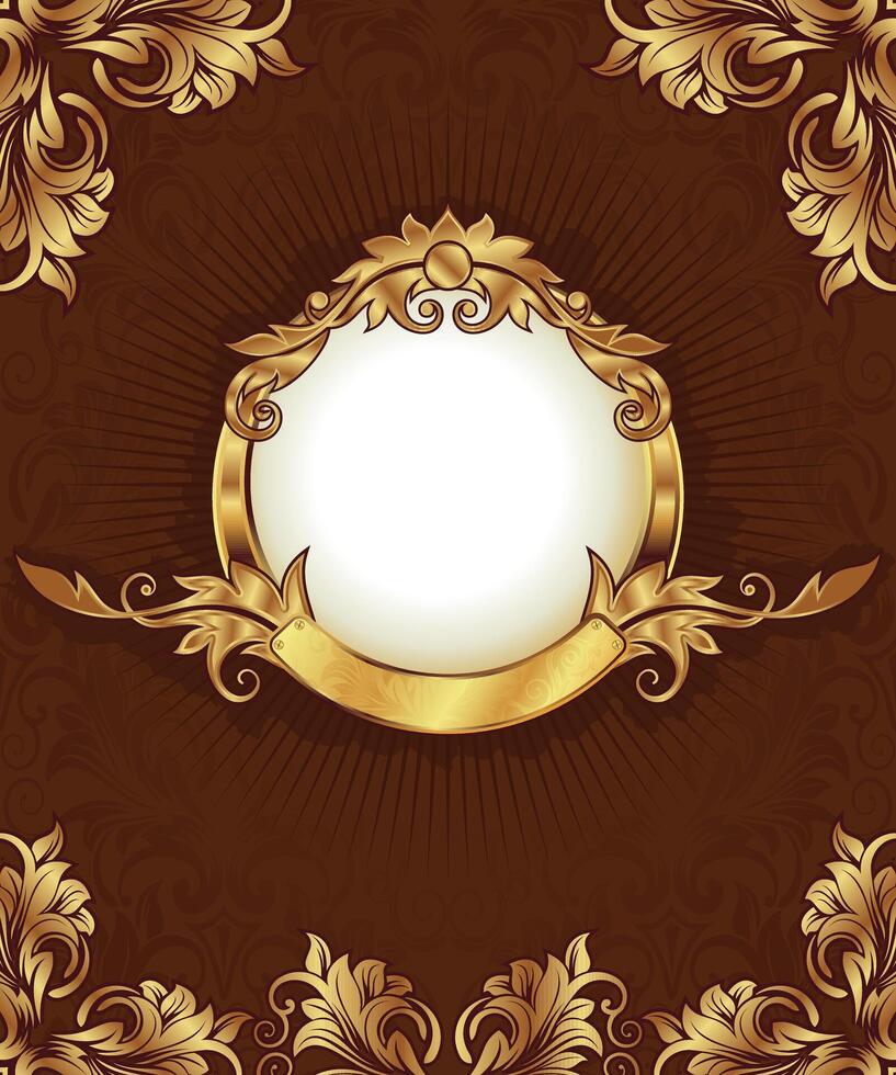 Elegant Luxury Gold Frame Art, Decorative Ornamental Border Design, Vintage Baroque Illustration vector