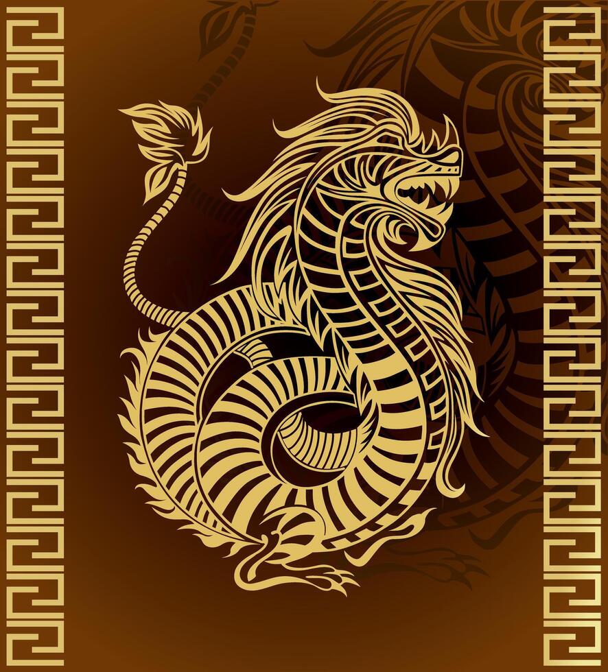 Golden Dragon Flyer Illustration with Ornate Detailing vector