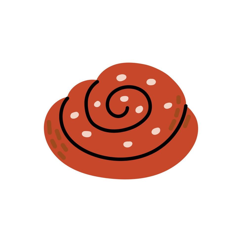 Sesame bun. Autumn cozy illustration. Flat illustration isolated on white background. vector
