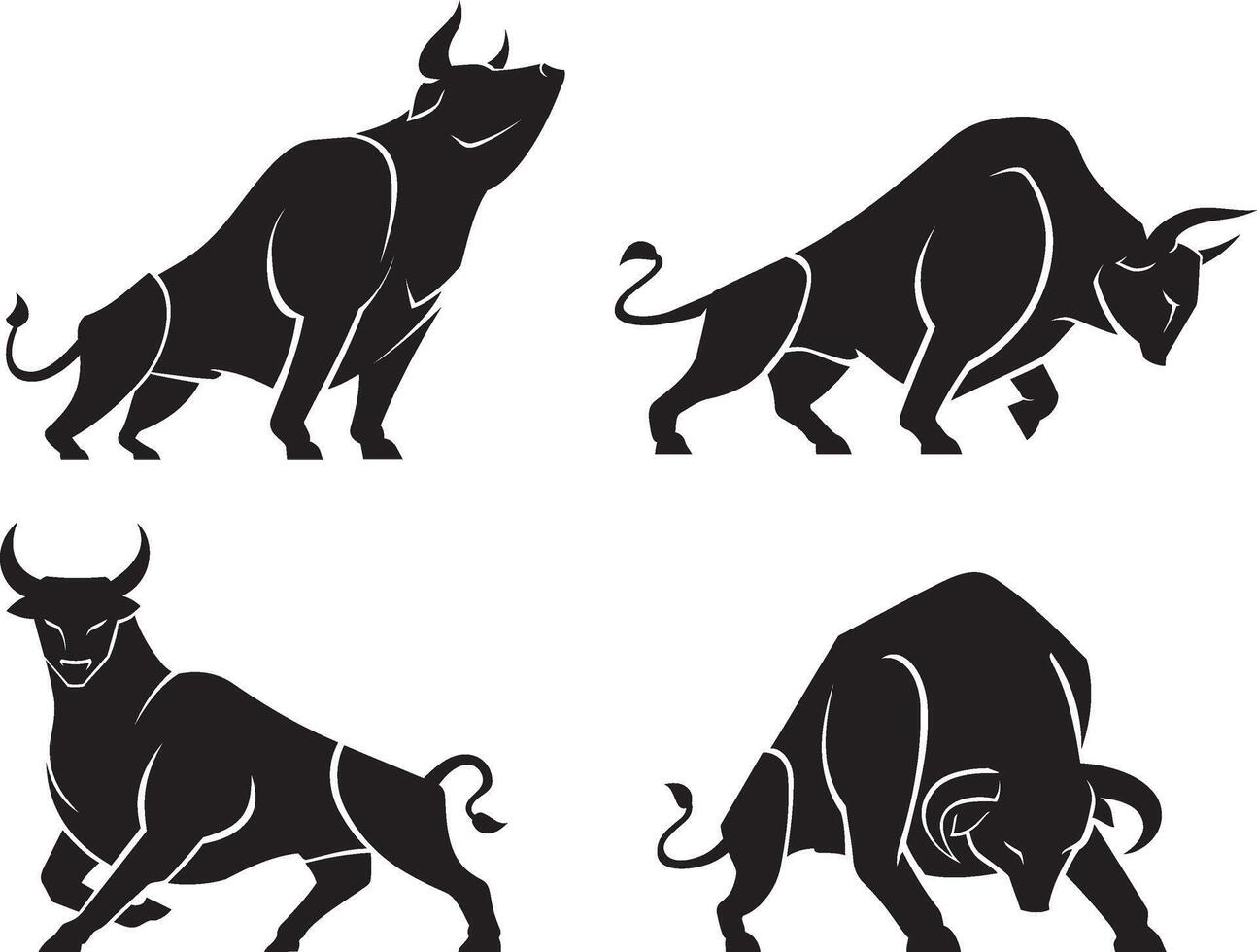 Bull Abstract Set vector