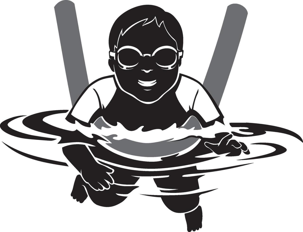 Boy Practicing Swimming vector