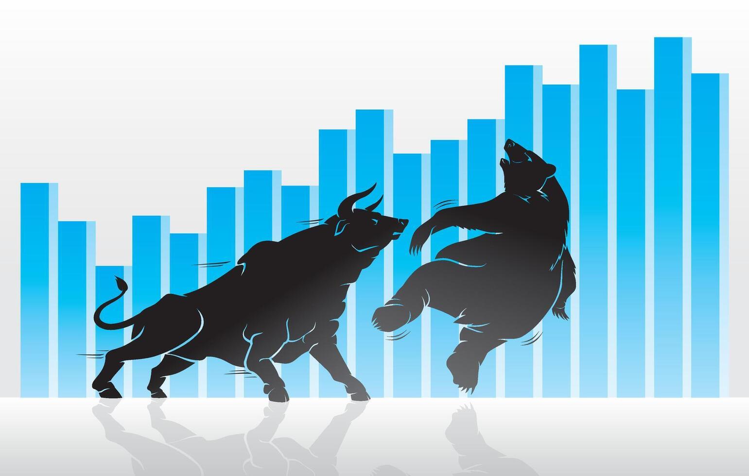 Bull versus Bear Graph, Financial Concept vector