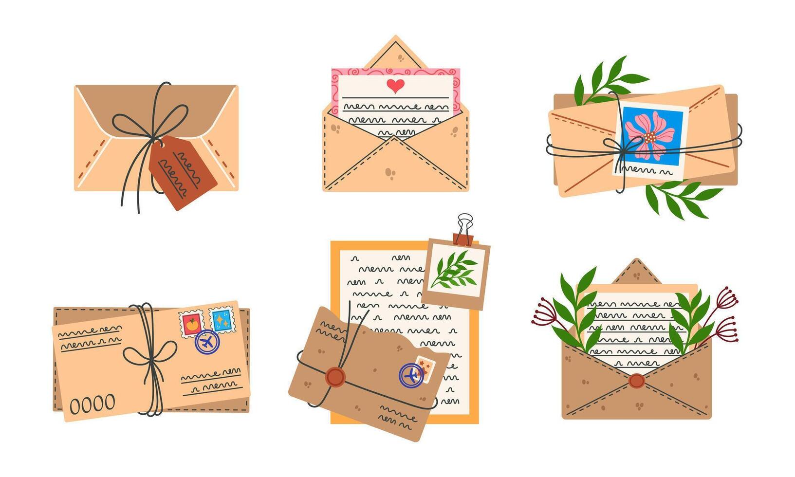 assorted envelopes and letters collection vector