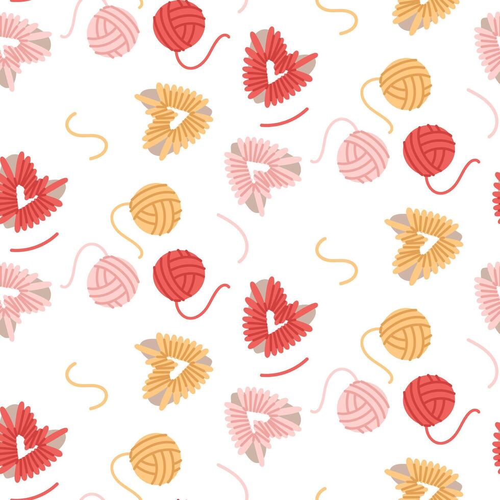 Colorful yarn and heart pattern design vector