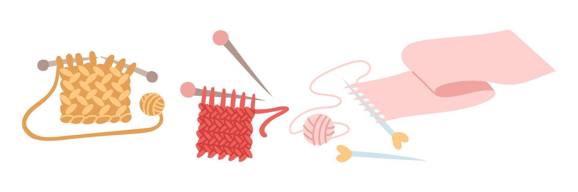 Knitting supplies and yarn illustration vector