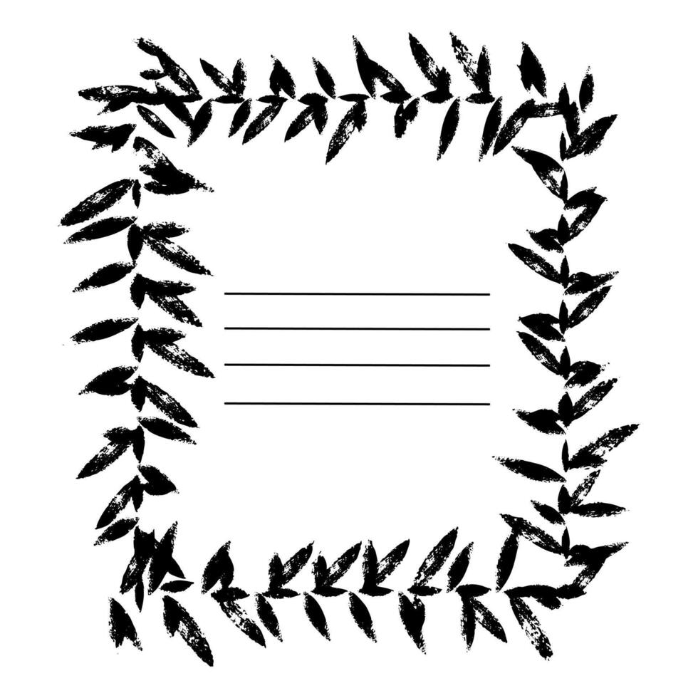 rectangular frame with poorly printed Worn print and Distressed print textures. illustration with stripes for writing. template for notebooks and sketchbooks as the main page. Black on a white vector