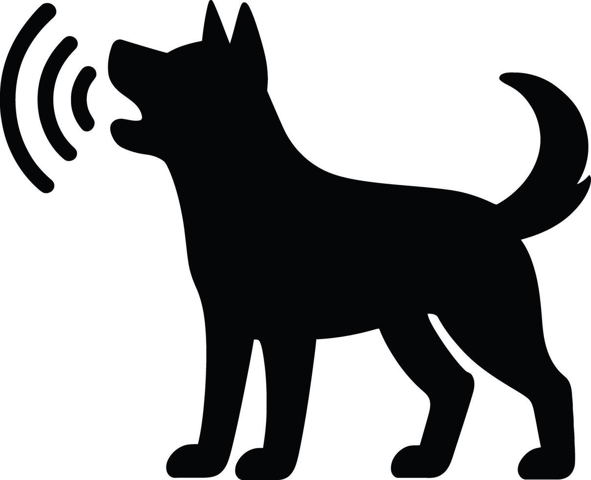 Dog Bark Sound Wave Icon Solid Black Silhouette vector