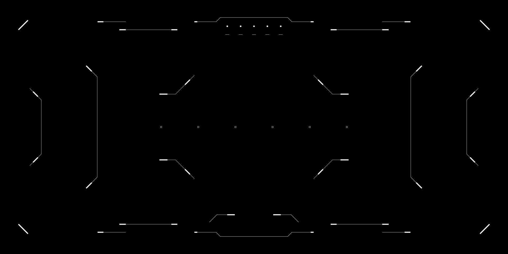 HUD overlay with cyberpunk UI for drone or sci fi interface. Futuristic glitchy tech dashboard. Target reticle digital distortion, FPV cockpit layout and binary code elements. vector