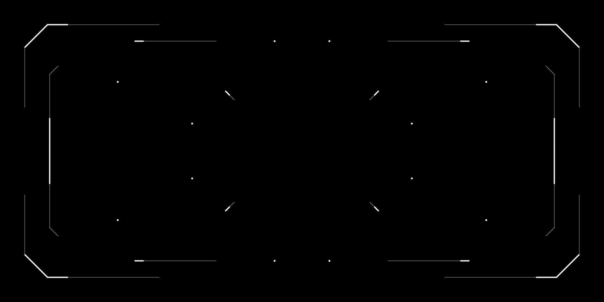 Futuristic HUD UI overlay for drone, game or cyberpunk tech interface. Glitchy digital screen with radar, data frame, sci fi control elements, FPV view and sleek sci system layout on dark background. vector