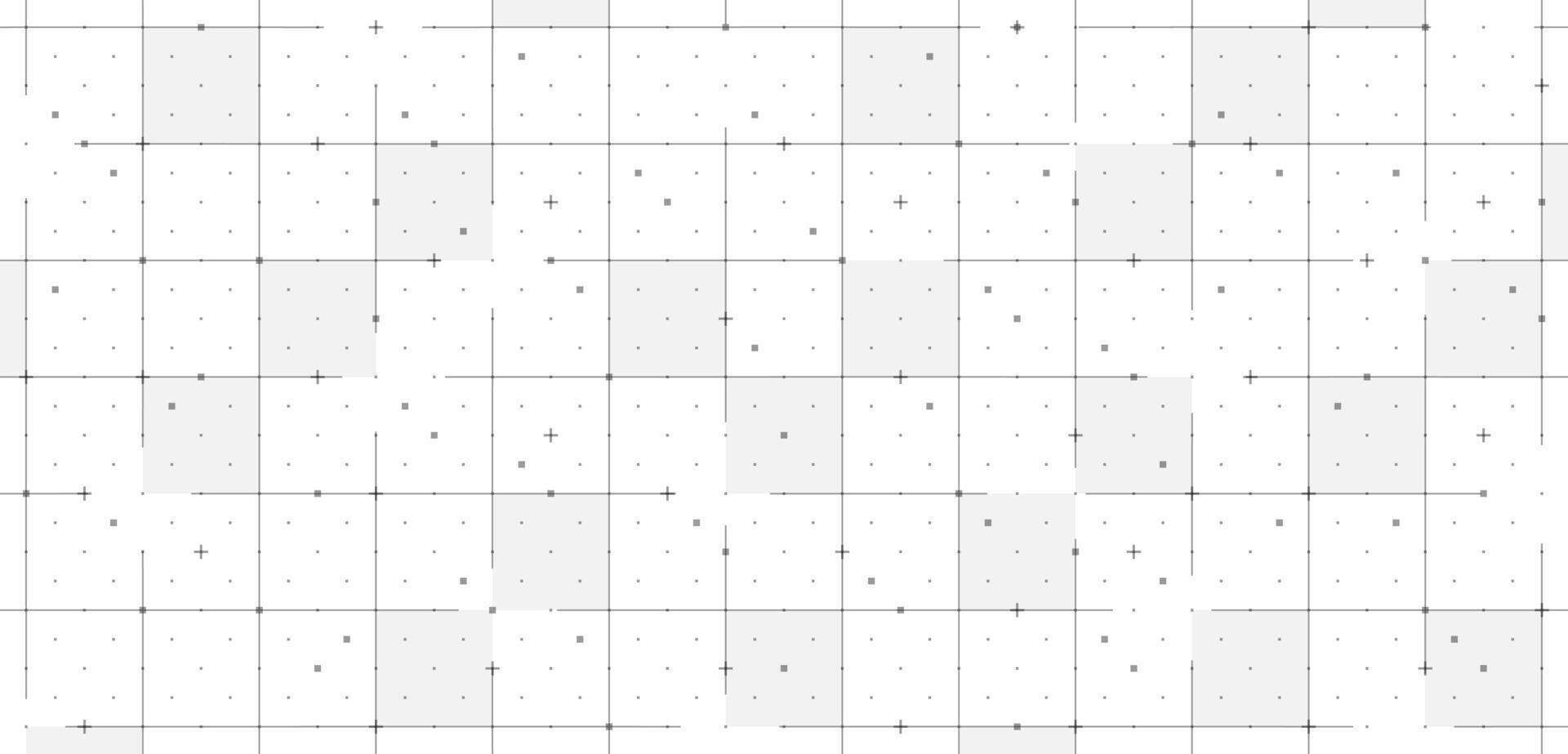 Futuristic tech grid background with digital lines and wireframe mesh. Abstract HUD interface in black and white. Ideal for sci fi dashboard, virtual map, blueprint, radar or VR game display. vector