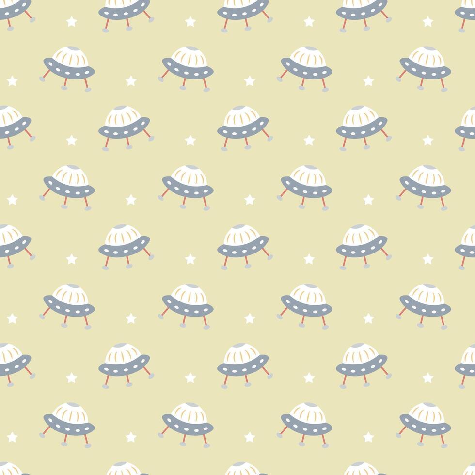 Seamless pattern with spacecraft and stars vector