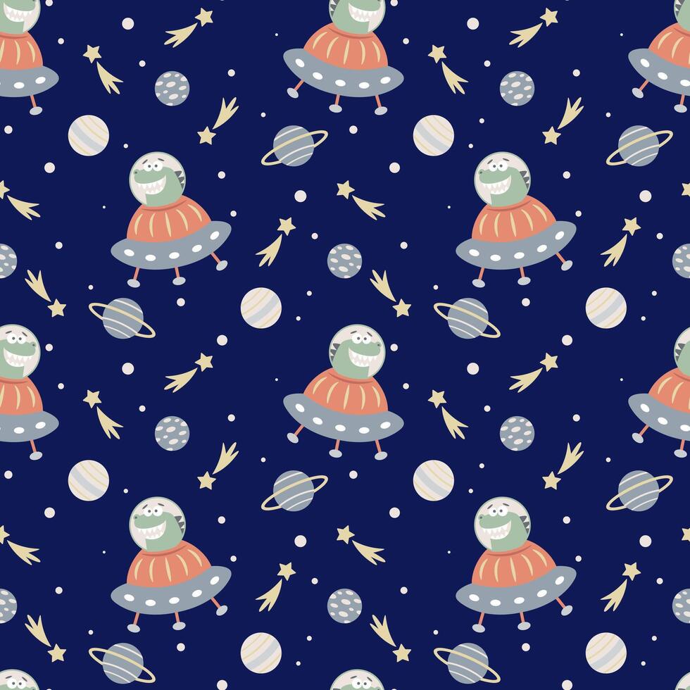Cartoon aliens in spaceships design vector