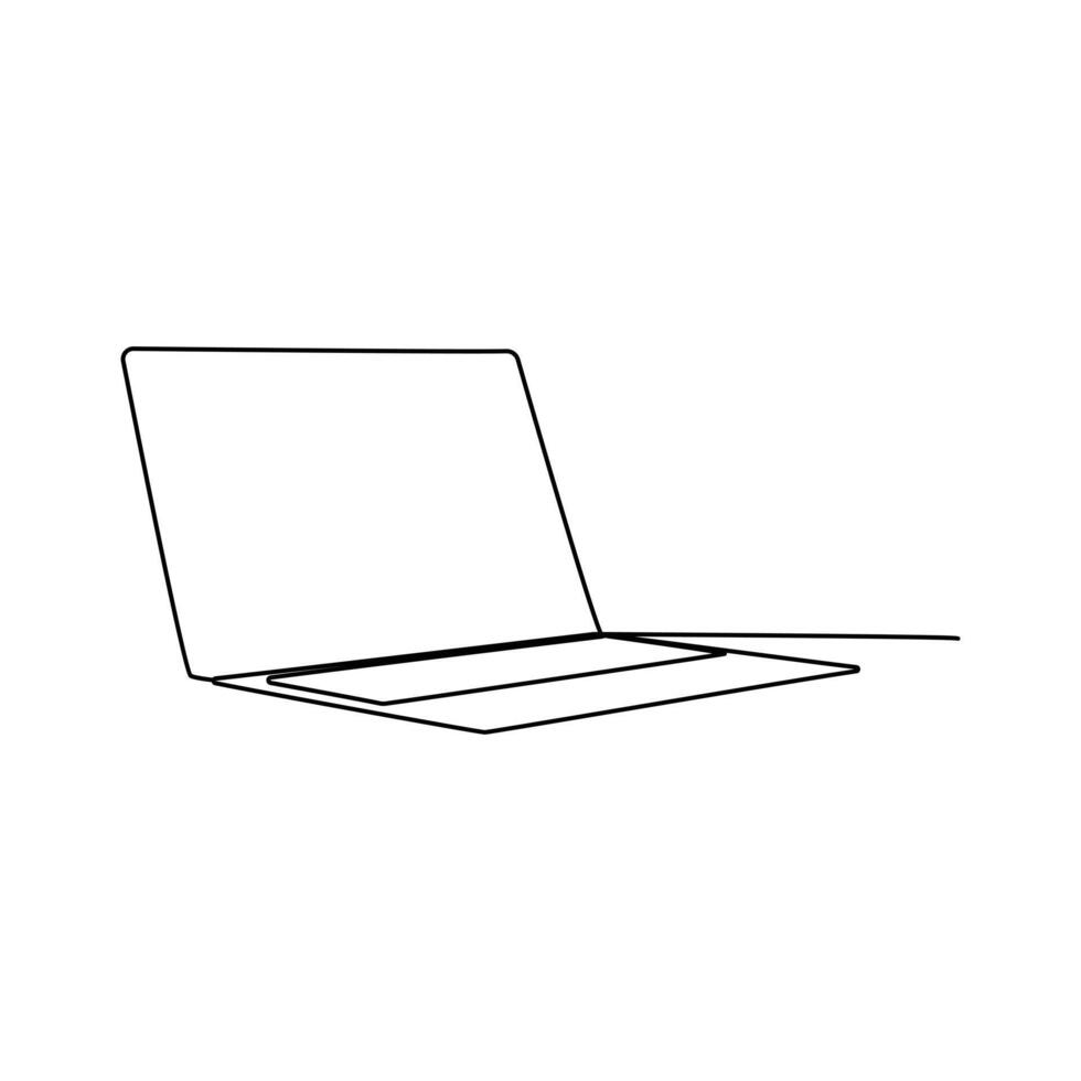 Laptop illustration in one continuous line with clean minimal hand drawn sketch for digital use vector