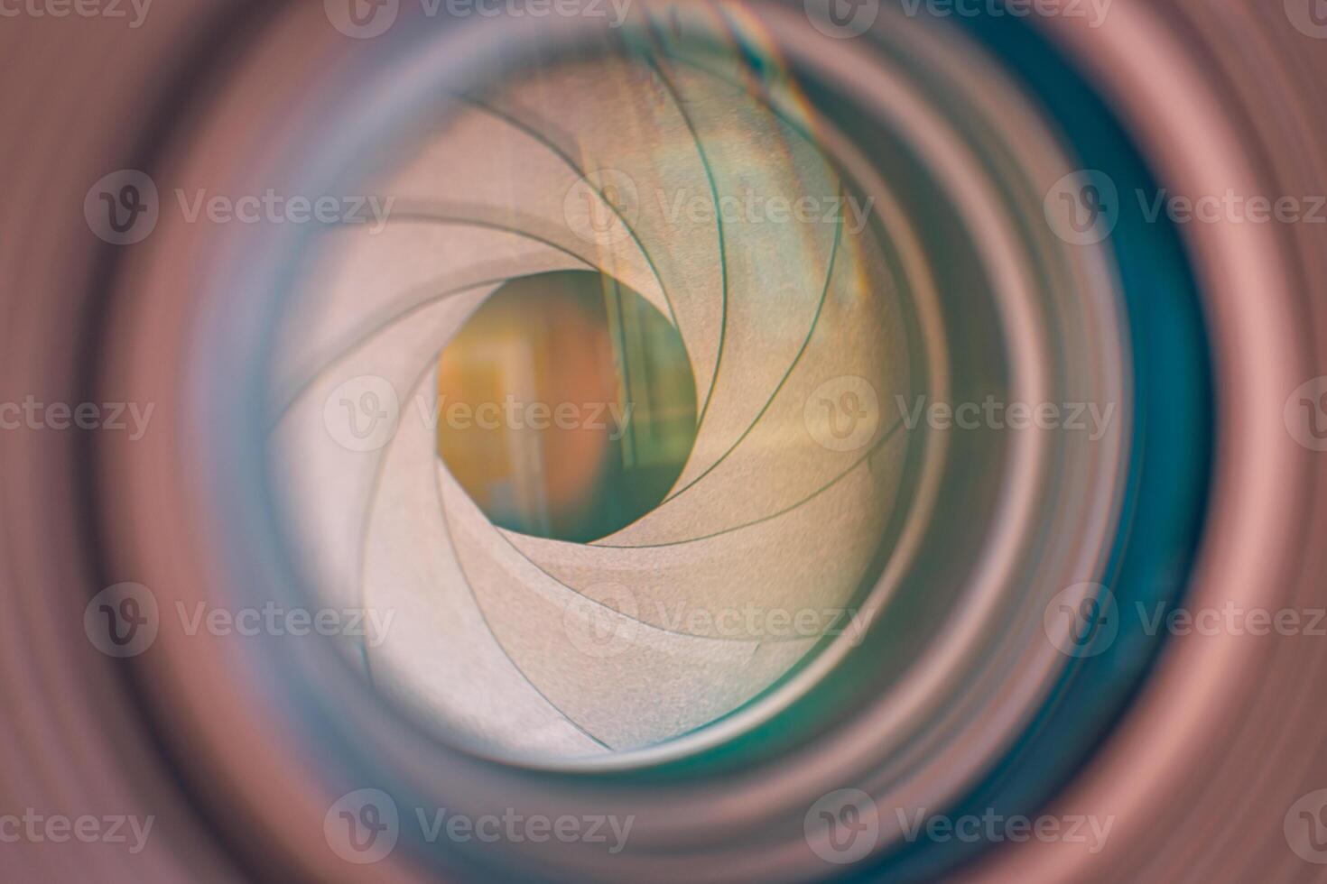 Creative macro closeup of camera lens with abstract reflections and textures, artistic photography detail, modern tech concept, vibrant colors, and sharp focus for design inspiration photo