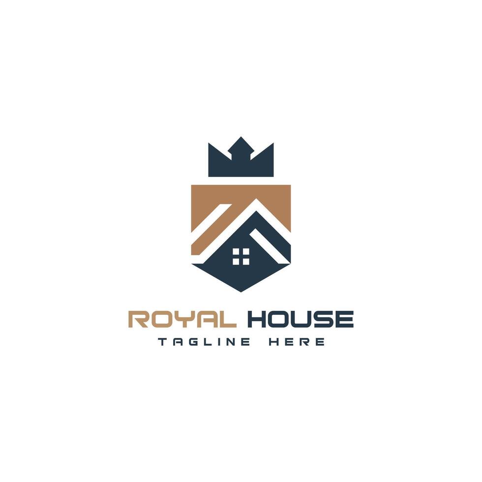 royal house logo design modern crown home logo mark vector